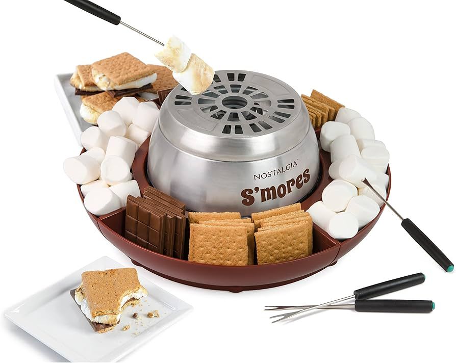 Nostalgia Tabletop Indoor Electric S'mores Maker - Smores Kit With Marshmallow Roasting Sticks an... | Amazon (US)