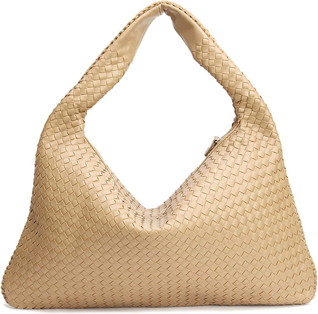 Handmade Woven Hobo Women Top-handle Shoulder Bags Large Capacity Shopping Dumplings Bag Casual Unde | Amazon (US)