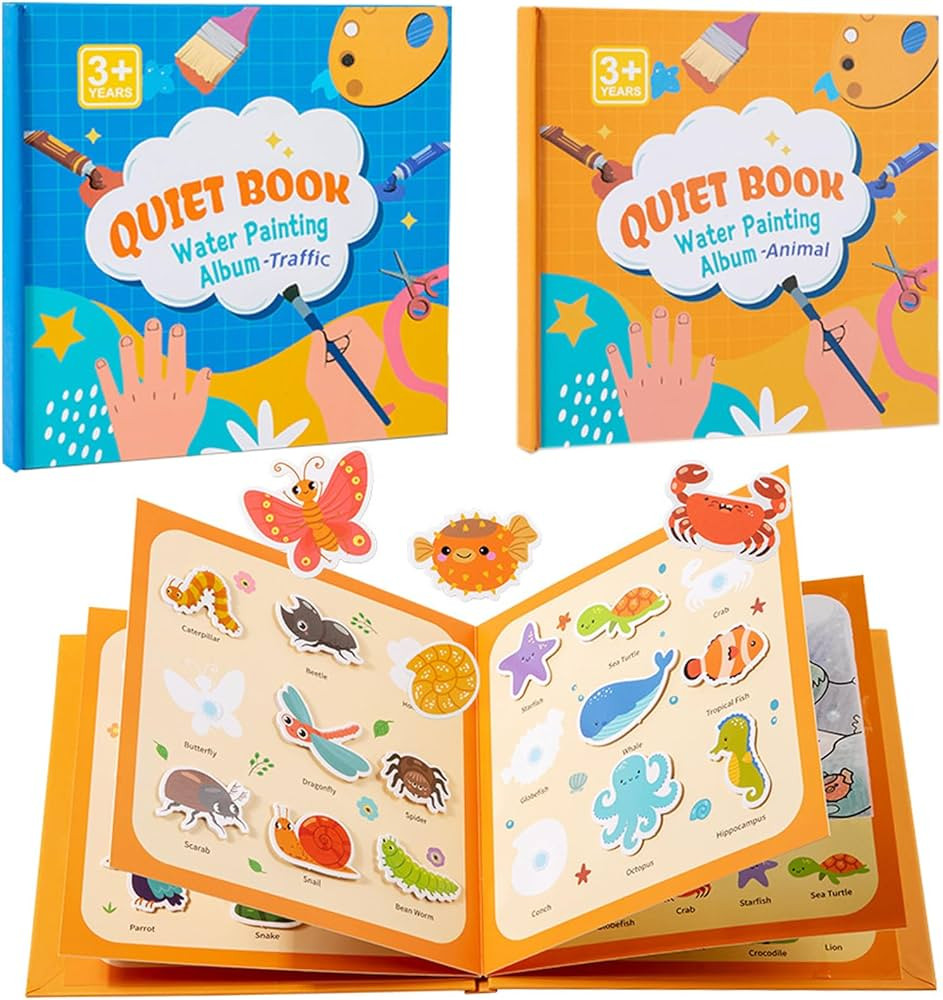 2-in-1 Sticker Play & Paint with Water Books – Animal & Traffic Themes, Mess-Free, Reusable Lea... | Amazon (US)