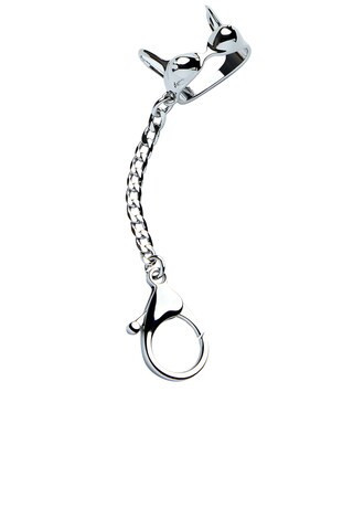 Edie Parker Bra Top Lighter Cover Keychain in Metallic Silver | FWRD 