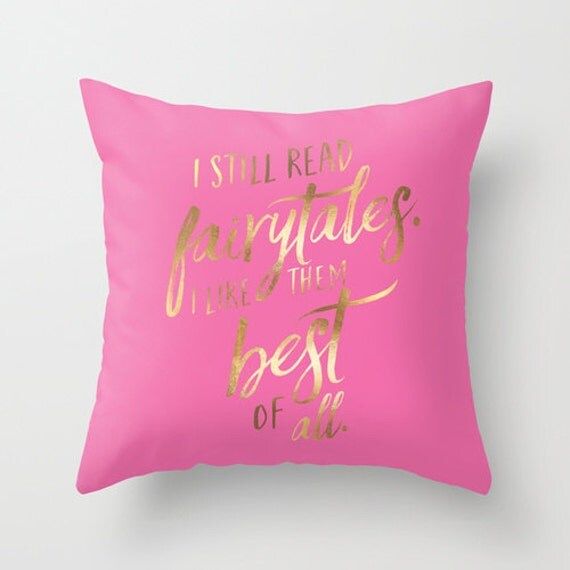 I Still Read Fairytales Audrey Hepburn Quote Throw Pillow Cover Pink And Gold Pillow Gifts For Her G | Etsy (US)