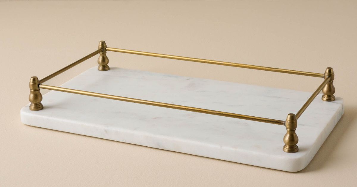 Antique Brass and Marble Vanity Tray | Magnolia