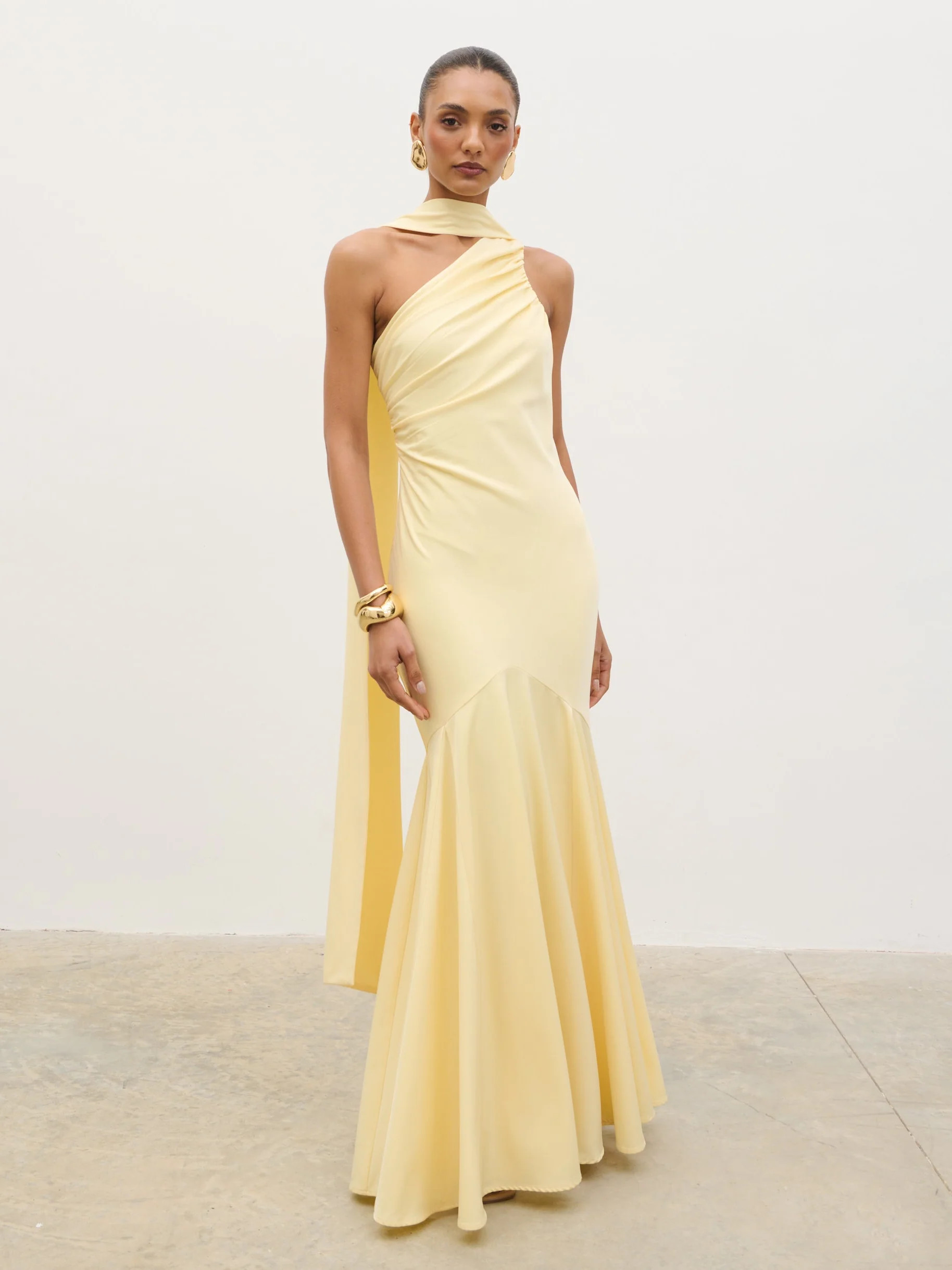 Porto One Shoulder Godet Maxi Dress | Pretty Lavish (UK)