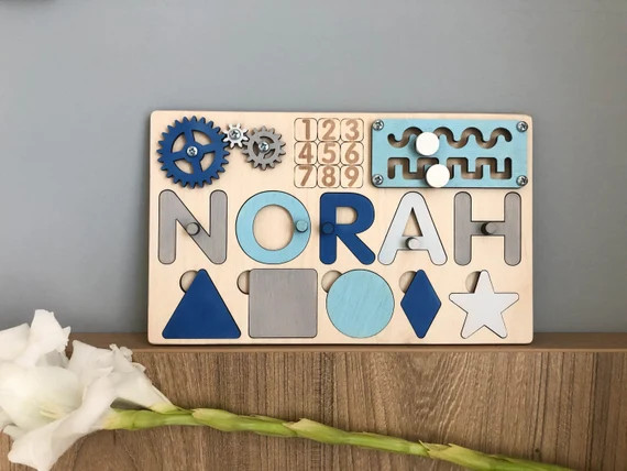 Custom Name Puzzle for Boys Blue Name Puzzle Busy Board for | Etsy | Etsy (US)
