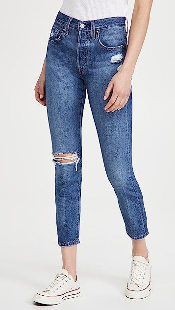 501 Skinny Sansome Winter Dark Destruct Jeans | Shopbop