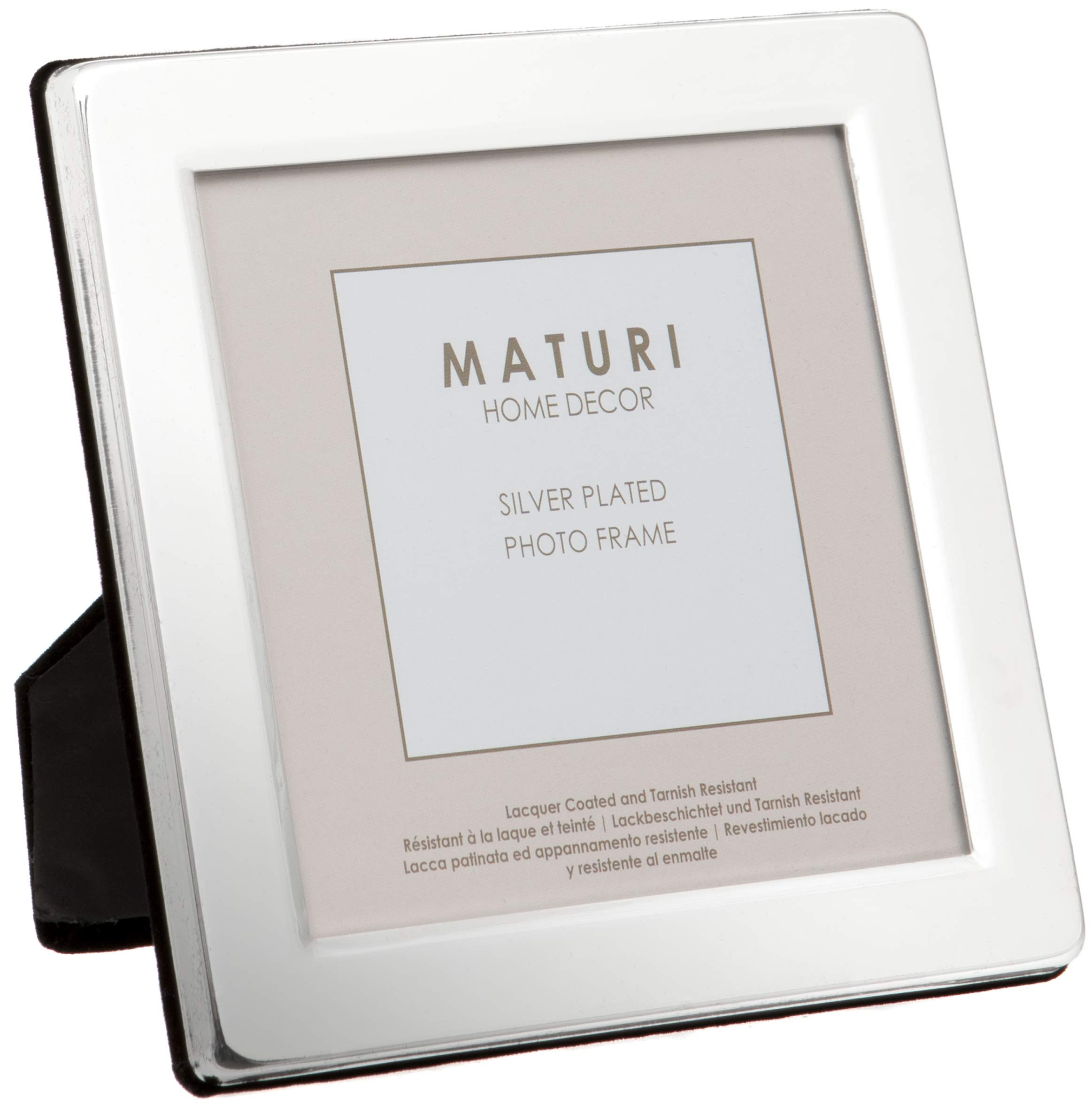 Maturi Silver Plated Photo Frame - Flat Edge Finish 4 x 4-inch (10 x 10cm) | Amazon (US)