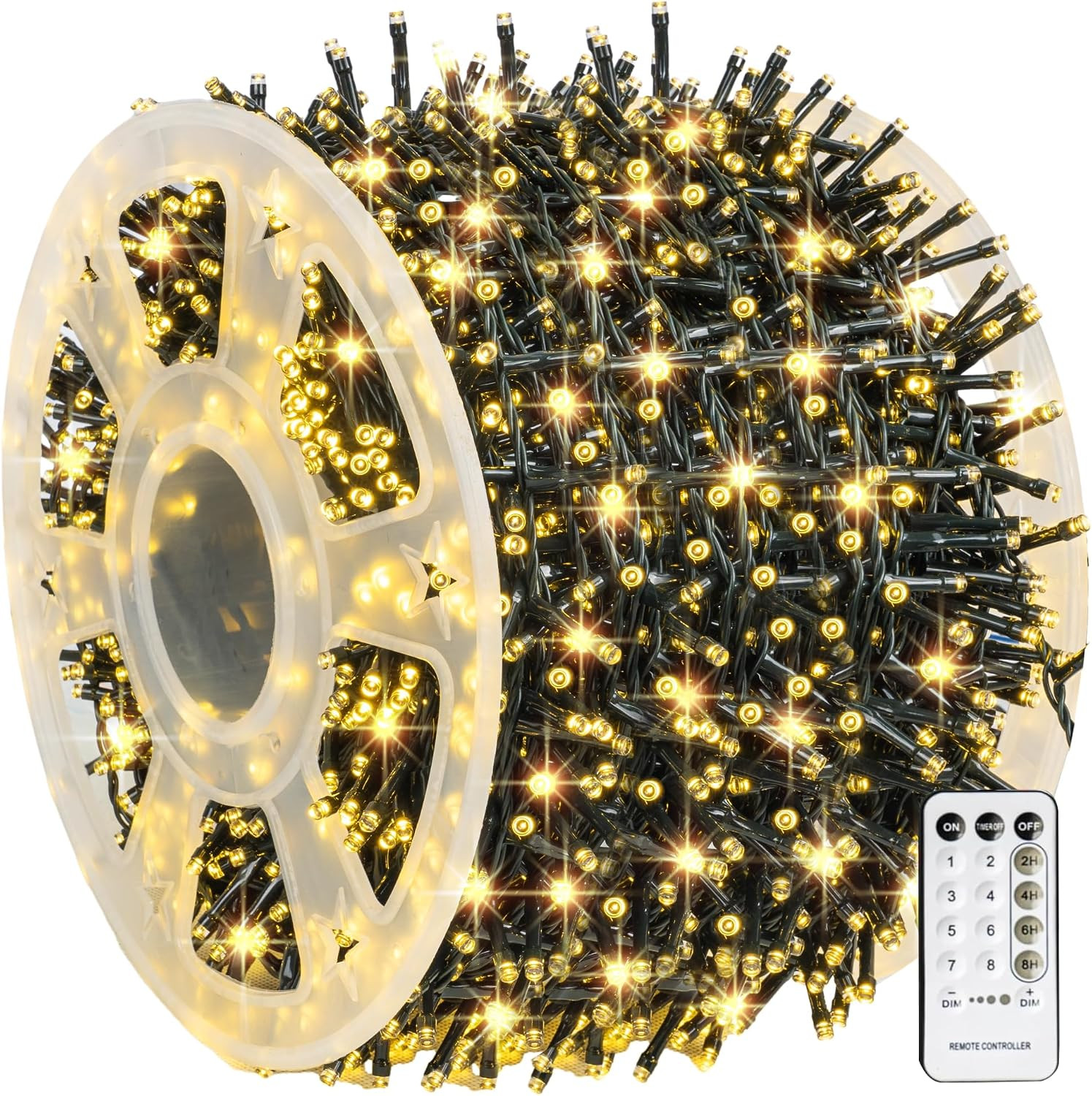 Dazzle Bright Outdoor Christmas String Lights, 1000 LED 328 FT Plug in Fairy Light with Remote Control 8 Modes & Timer, Waterproof Decoration for Home Garden Yard Xmas Wedding, Warm White | Amazon (US)
