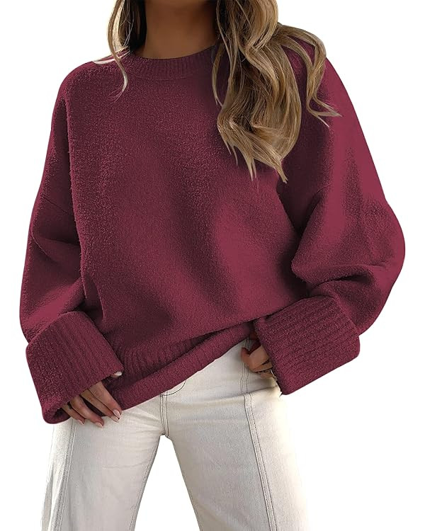 LILLUSORY Women's Oversized Sweaters Fuzzy Chunky Warm Pullover Sweater | Amazon (US)