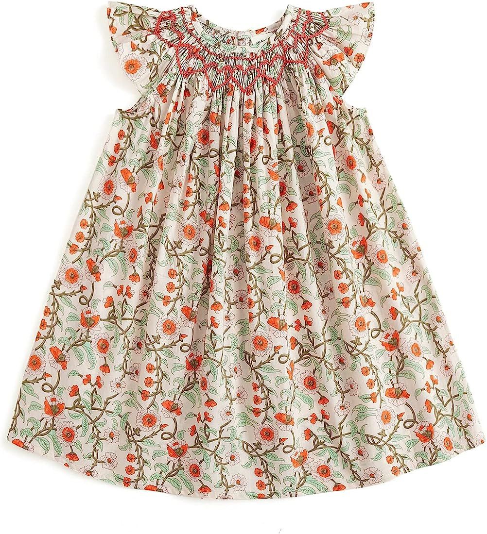 Simplee kids Baby Girls Casual Dress Toddler Smocking Dress Floral Print Sundress for Spring Summ... | Amazon (US)