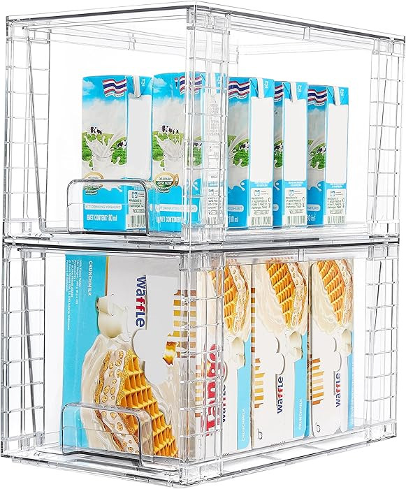 Vtopmart 2Pack Large Stackable Kitchen Pantry Storage Drawers, Clear Organizer Bins with Handles,... | Amazon (US)