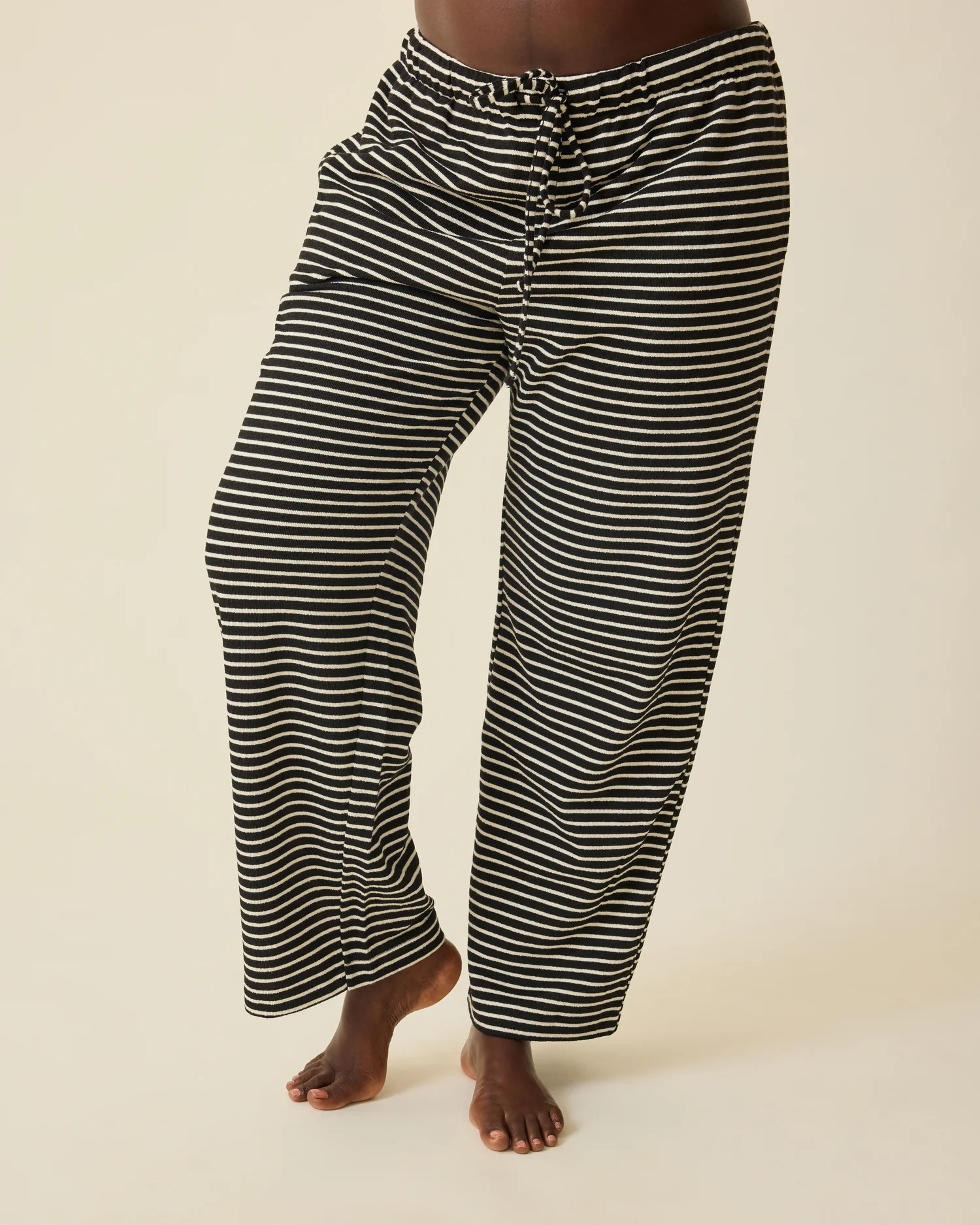 Luxe Terry Maternity & Postpartum Pant | Black & Ivory Stripe - Kindred Bravely | Kindred Bravely