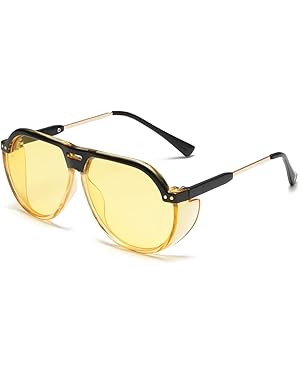 Retro Trendy Aviator Sunglasses for Women Men Large Frame Side Shield Sun Glasses Shades BS1600 | Amazon (US)