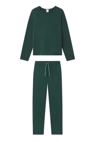 DreamKnit Ribbon Long-Long Set in Conifer | Lake Pajamas