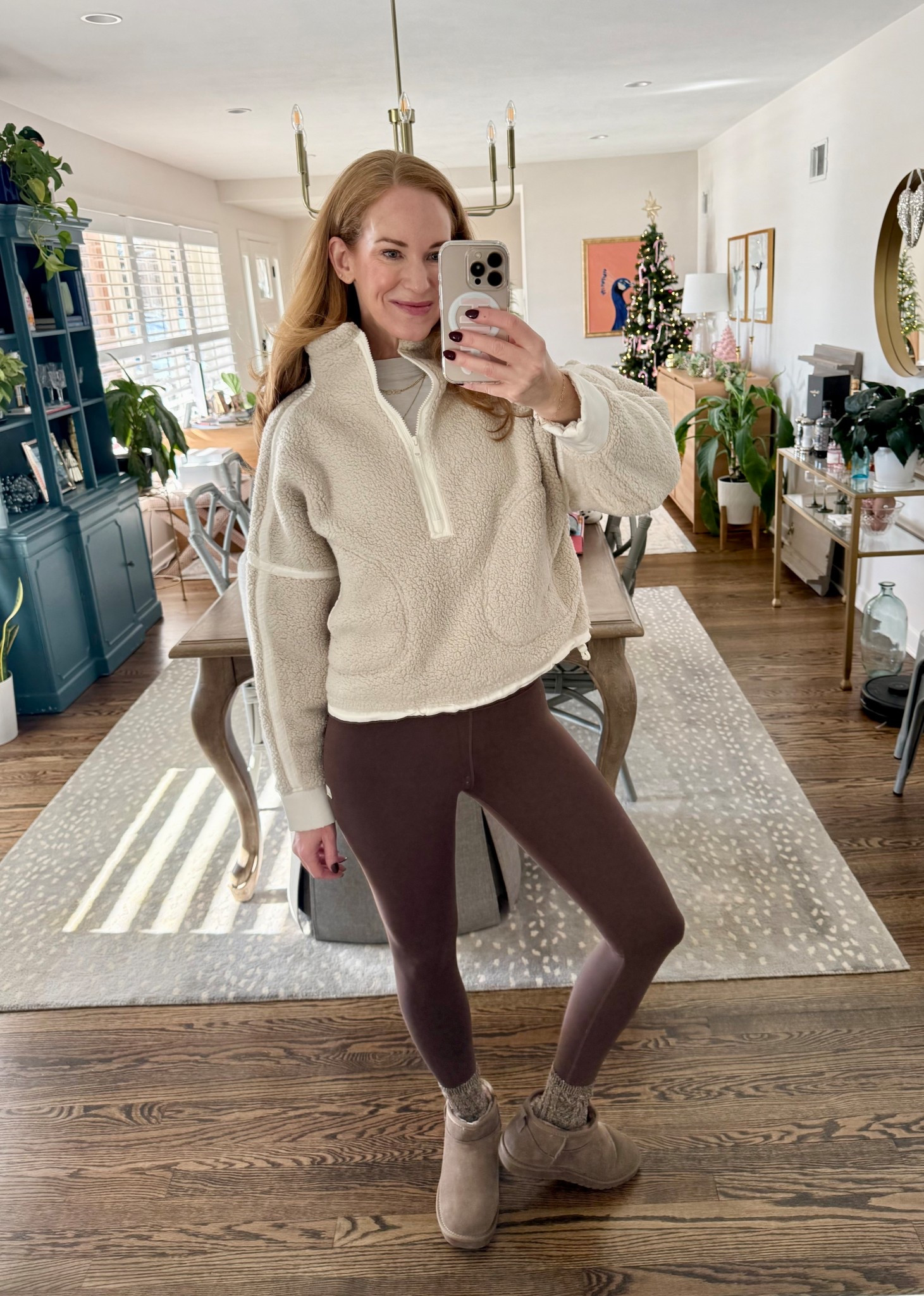 I’m in my Sherpa and leggings era! Haha! Perfect comfy cold weather outfit that looks cute! 