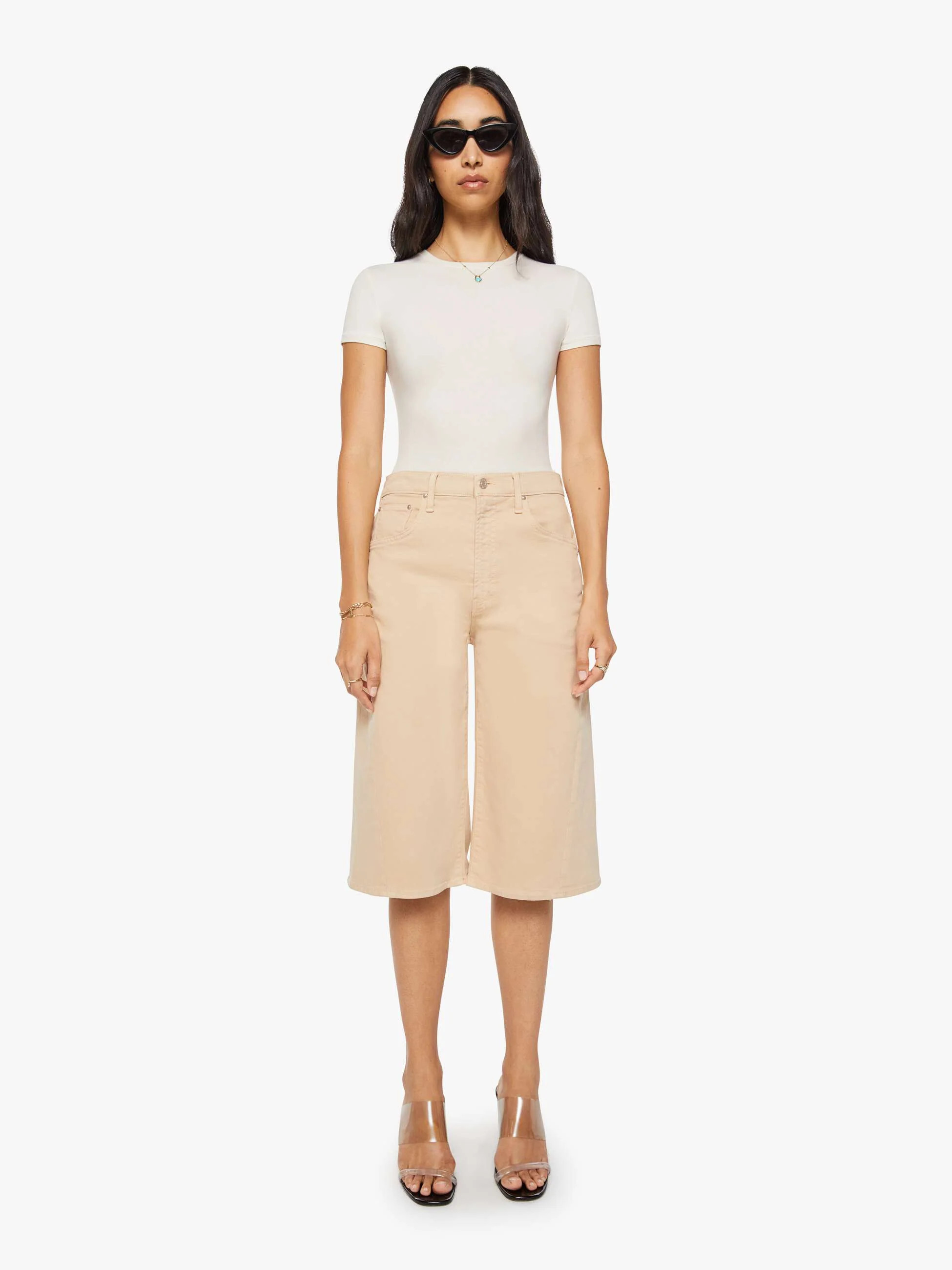 The Whole Lot Twist Zip - Play Date - Almond Buff | Mother Denim