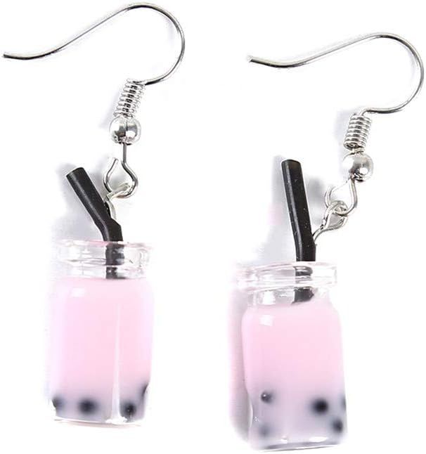 CH Cute Pearl Milk Tea Dangle Earrings Funny Earrings for Women Girls Valentine's Day Earrings,Pi... | Amazon (US)