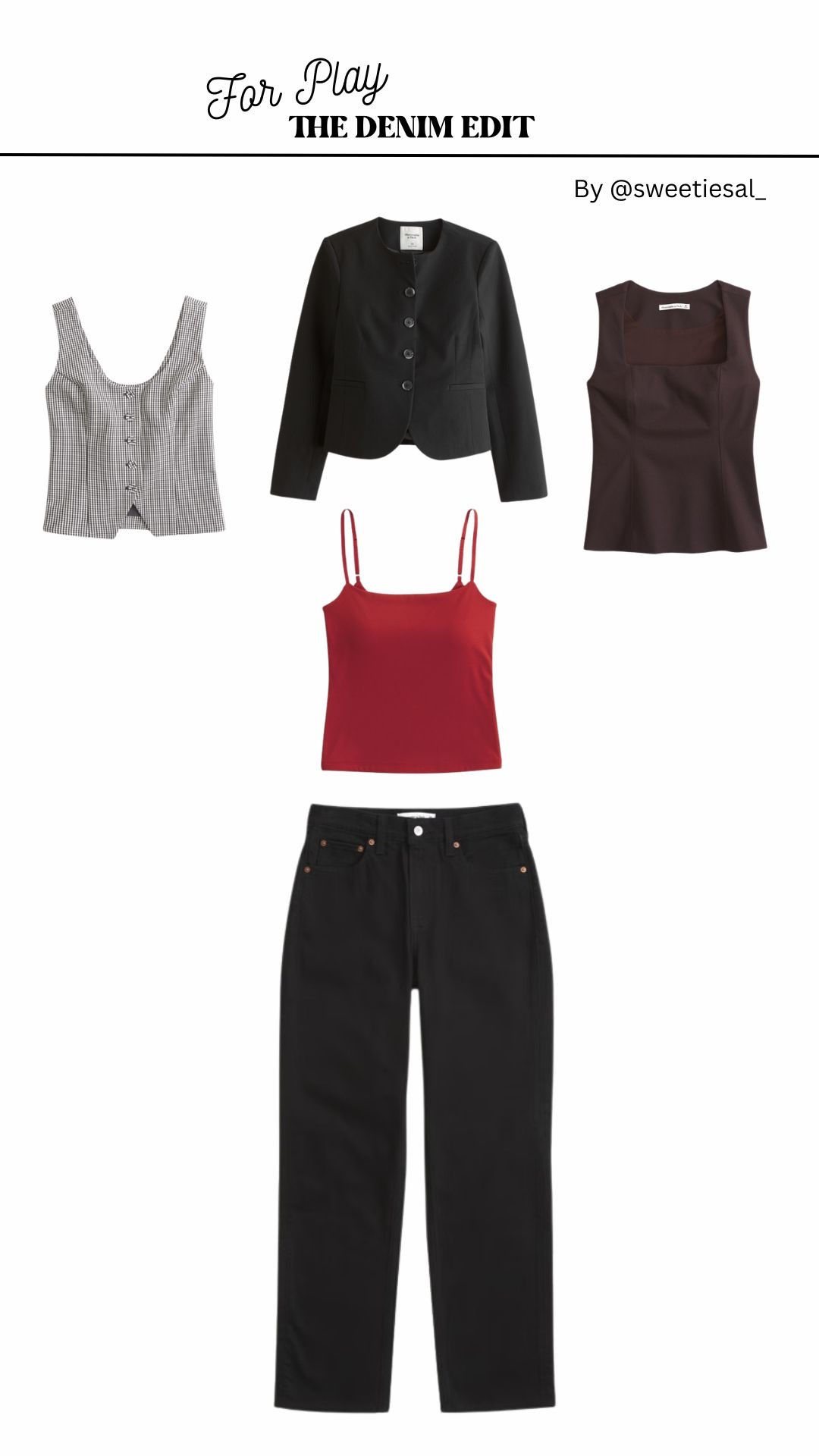 Denim for PLAY! You can never go wrong with jeans and a nice top and these black straight leg pair from @abercrombie are super versatile! 

Paired with a waistcoat, vest and blazer or cami and a pair of heels, it’s such a comfortable look for an evening out ✨🥂

#LTKxAbercrombieDenim 

• Denim • Jeans • Jeans and a nice Top • Blazer • Waistcoat • Abercrombie & Fitch • 

#LTKfindsunder100 #LTKstyletip #LTKSeasonal