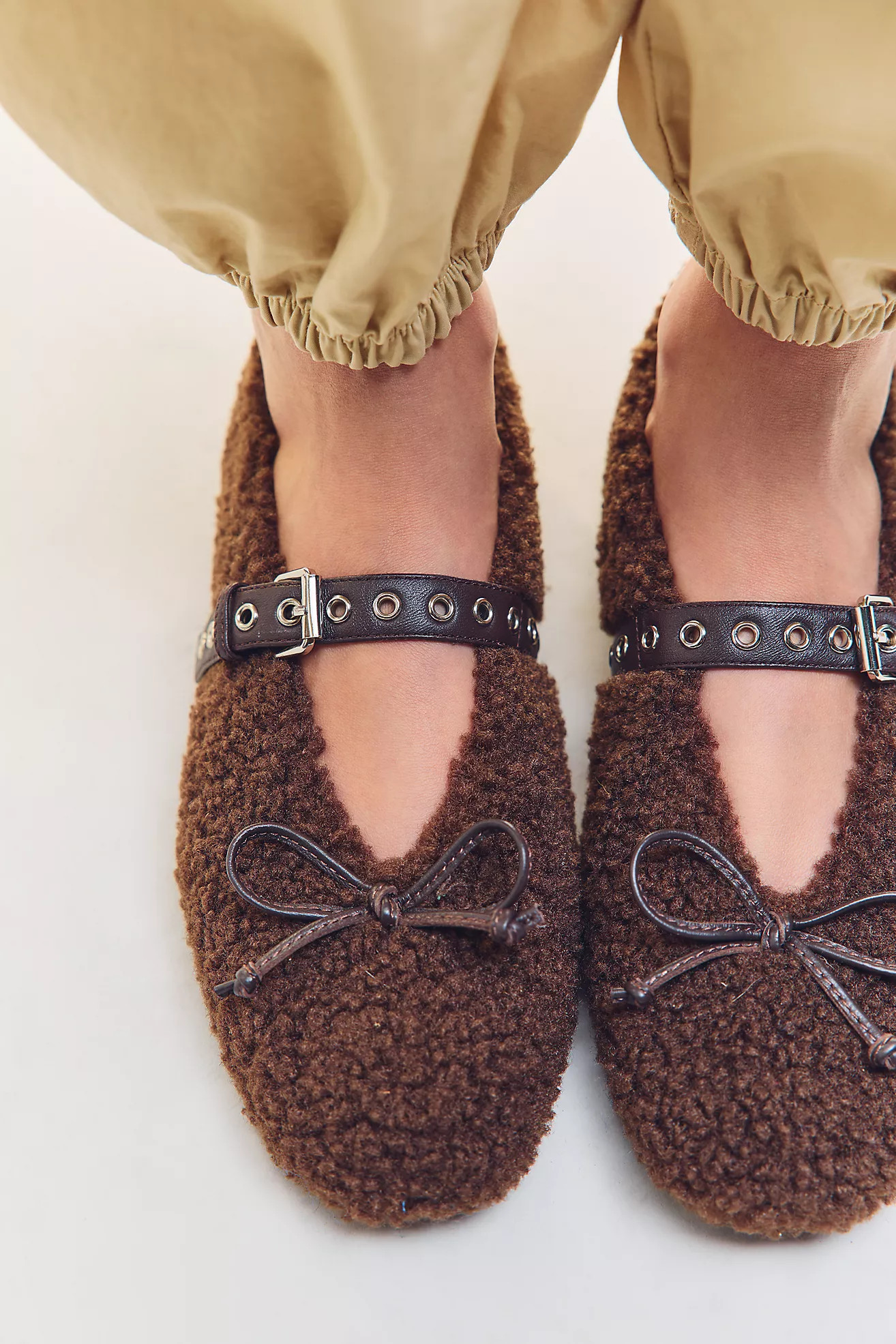 Bibi Lou Sherpa Fleece Moto Ballet Flats | Anthropologie (US)
