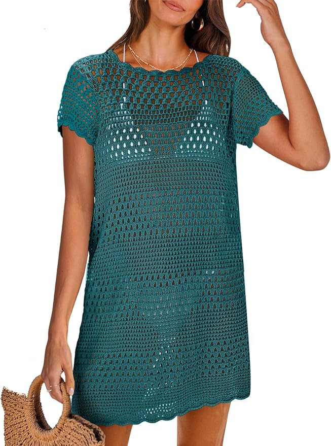 ANRABESS Swimsuit Cover Up for Women 2026 Crochet Bathing Suit Swimwear Mesh Knit Beach Dress Sum... | Amazon (US)