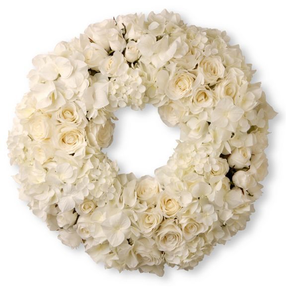 18" White Roses & Hydrangeas Wreath - National Tree Company | Target