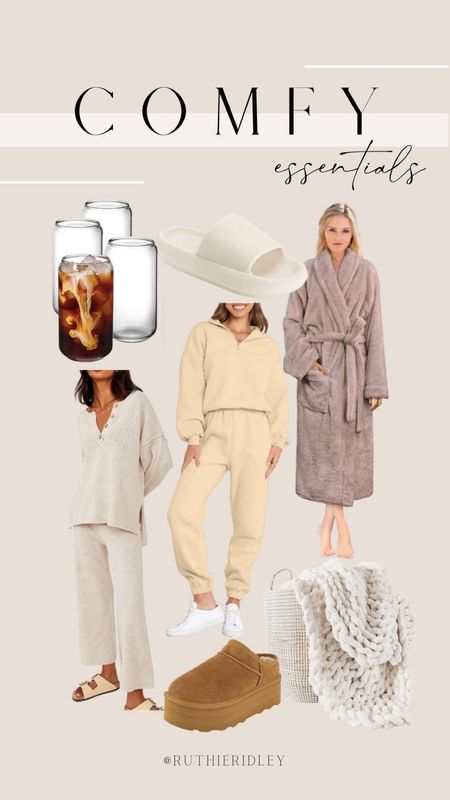 Getting cozy with all my Amazon favorites!! Lounge set, robes, pajama set, uggs, slippers, coffee, blanket

#LTKstyletip #LTKunder100