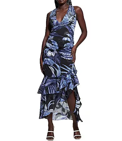 Guess Ava Sleeveless V-Neck Asymmetric Hem Long Dress - 10 | Dillard's