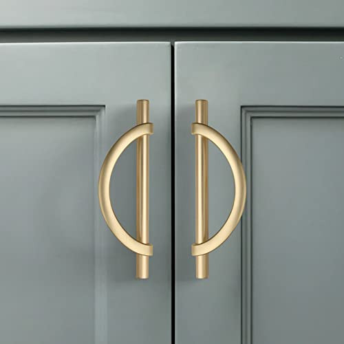 Amerdeco 10 Pack Brushed Gold Cabinet Pulls 5 Inch(128MM) Hole Centers Kitchen Cabinet Handles Hardware Kitchen Handles for Cabinets Cupboard Handles Drawer Pulls | Amazon (US)
