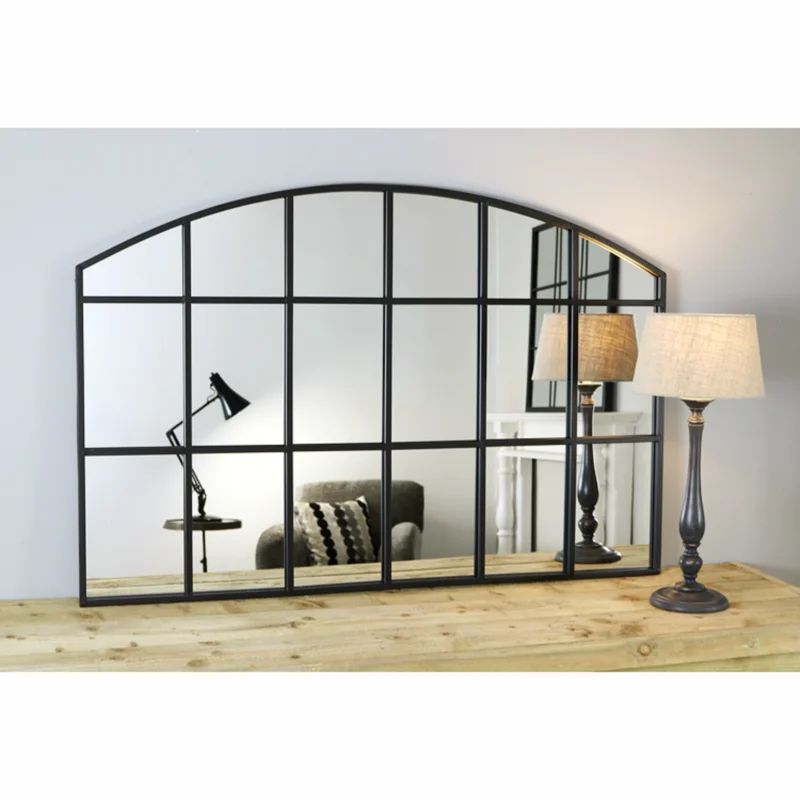 Kaxton Window Pane Metal Framed Mirror in Black | Wayfair North America