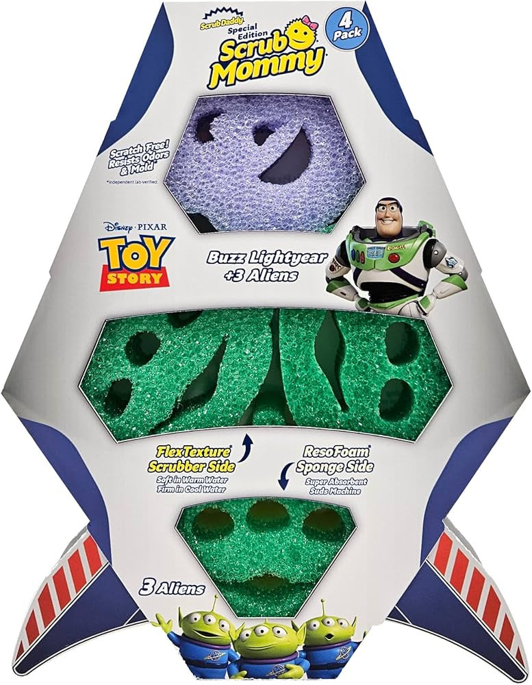 Scrub Daddy Scrub Mommy Toy Story Rocket Ship FlexTexture + ResoFoam Cleaning Sponges - Non-Scrat... | Amazon (US)