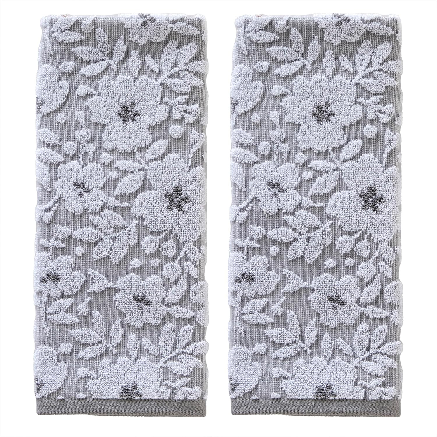 SKL Home Floral Jacquard Hand Towel Set, Gray, 2 Count | Amazon (US)