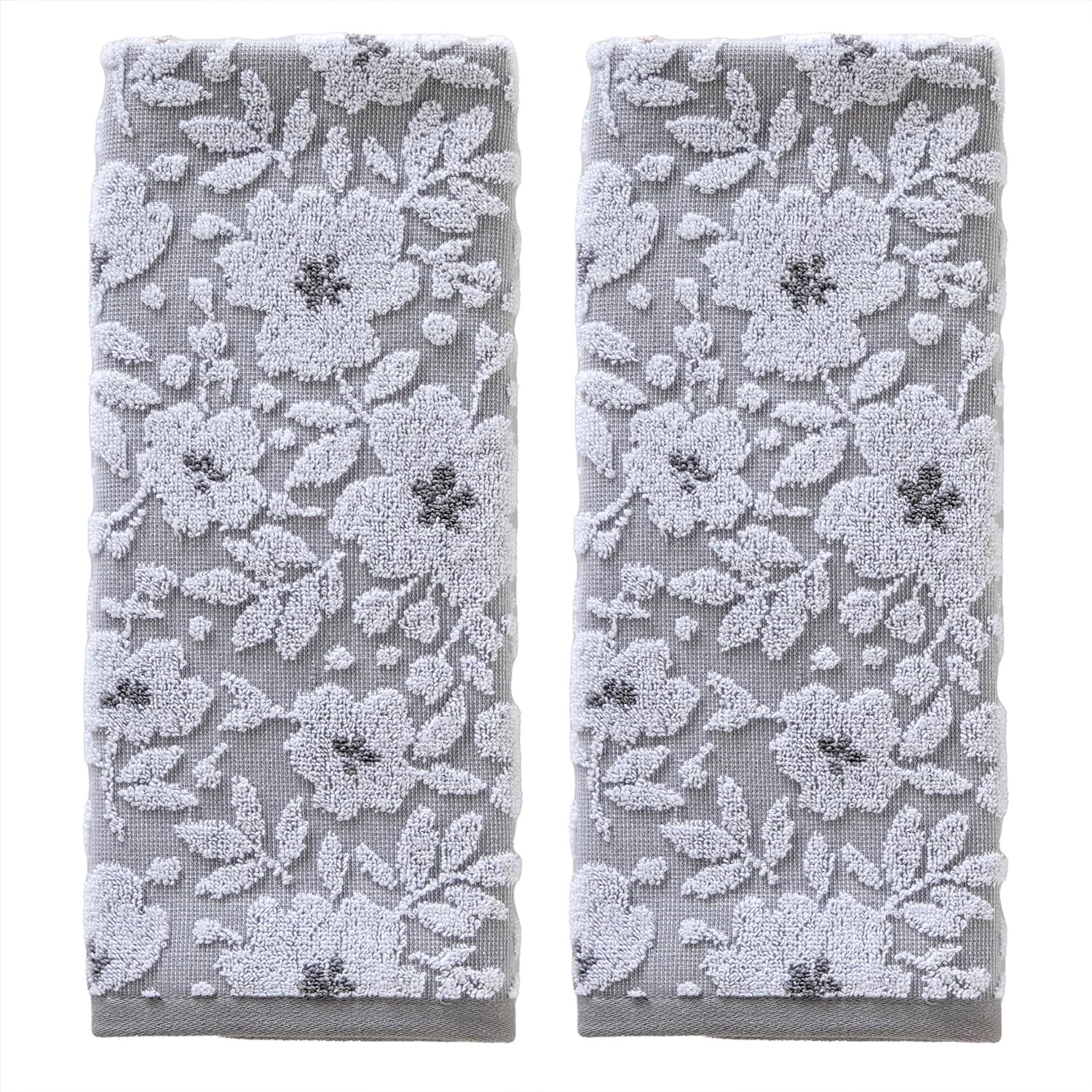 SKL Home Floral Jacquard Hand Towel Set, Gray, 2 Count | Amazon (US)