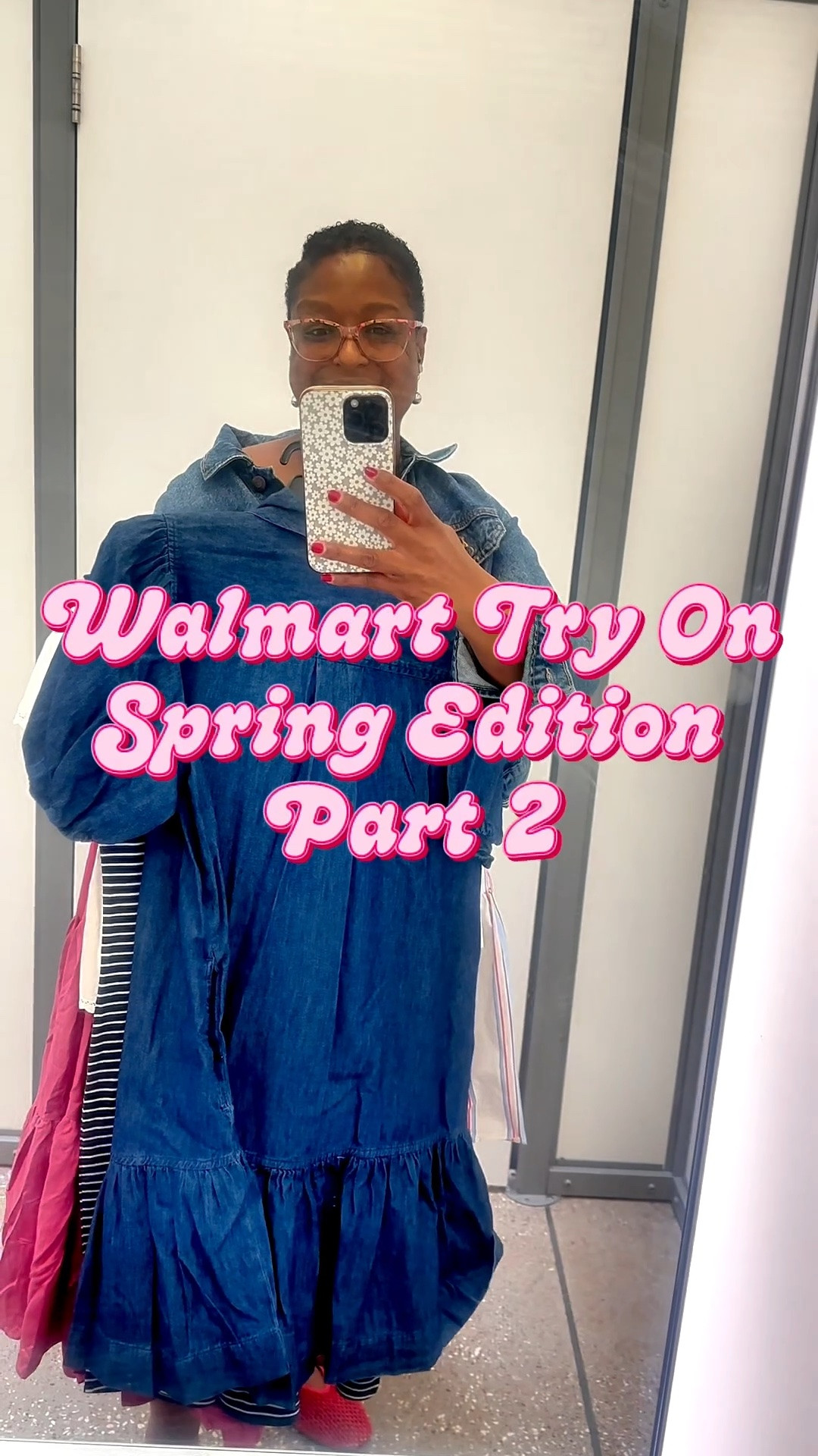 Walmart try-on and everything is under $30. That denim tie-neck dress is in 200+ carts for a reason. I paired the crochet lace top with the pink dress for arm coverage and it's the cutest combo. Most pieces come in other colors too — everything linked here.

#LTKootd #LTKMidsize #LTKgrwm
