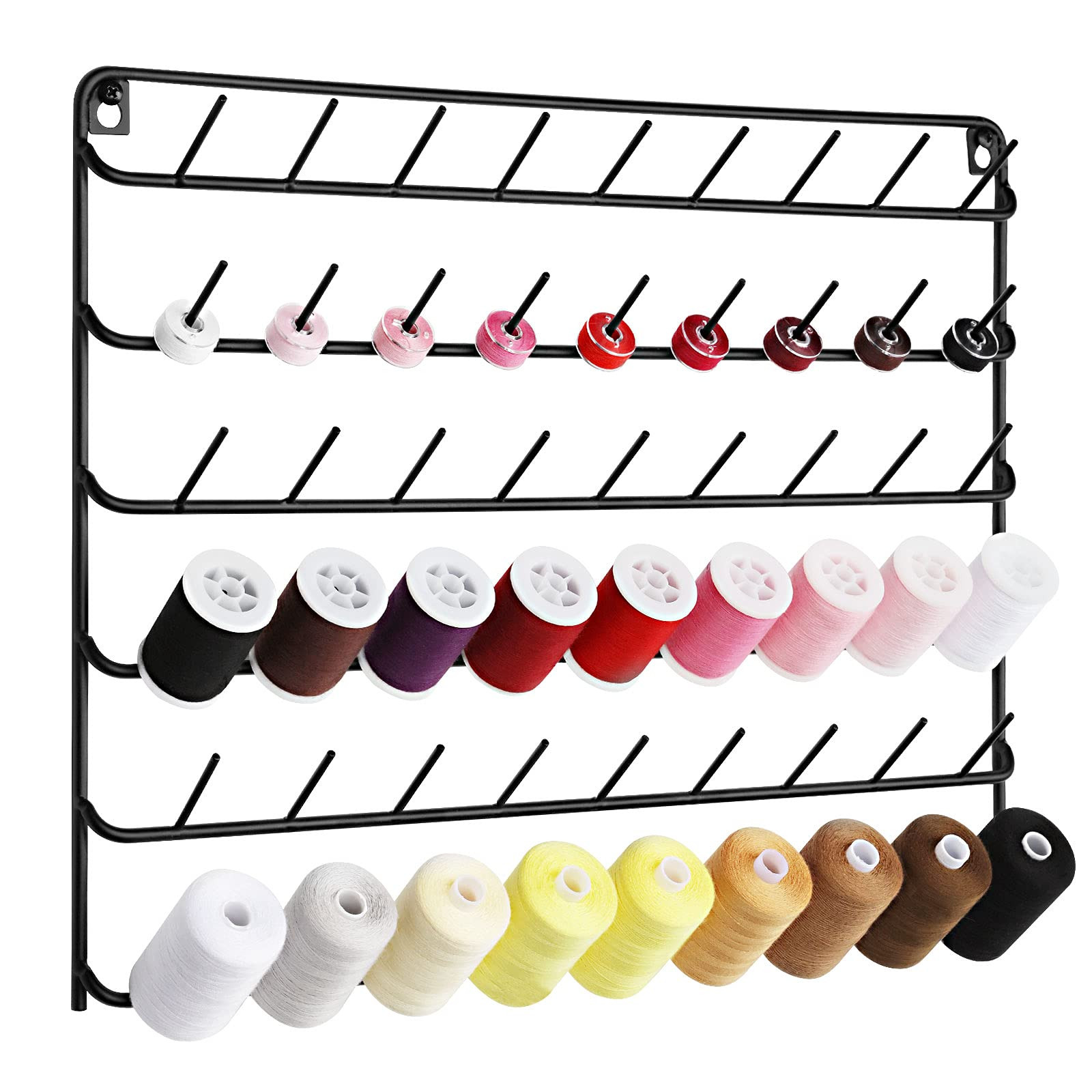 YBING Thread Holder Wall 54 Spools Thread Rack Embroidery Spool Thread Organizer Wall Mounted wit... | Amazon (US)