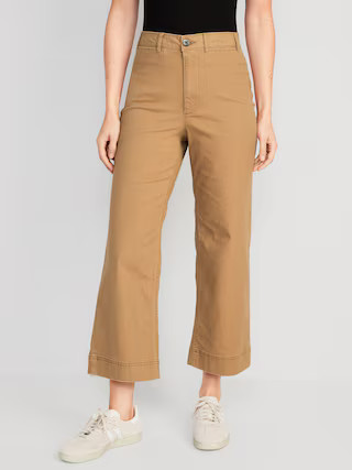 High-Waisted Wide-Leg Cropped Chino Pants for Women | Old Navy (US)