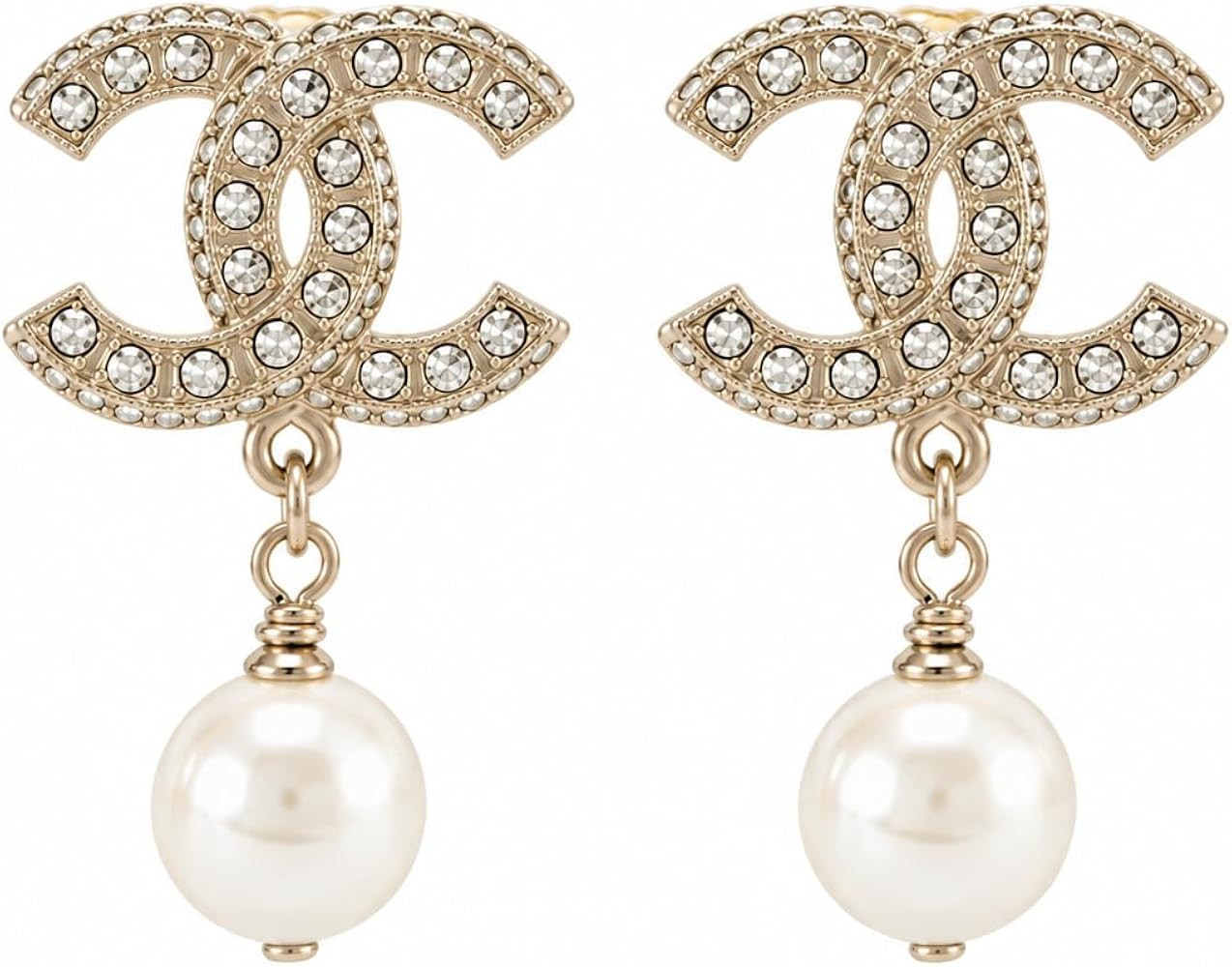 Gold Tone Crystal Pearl Drop Stud Earrings | Amazon (US)