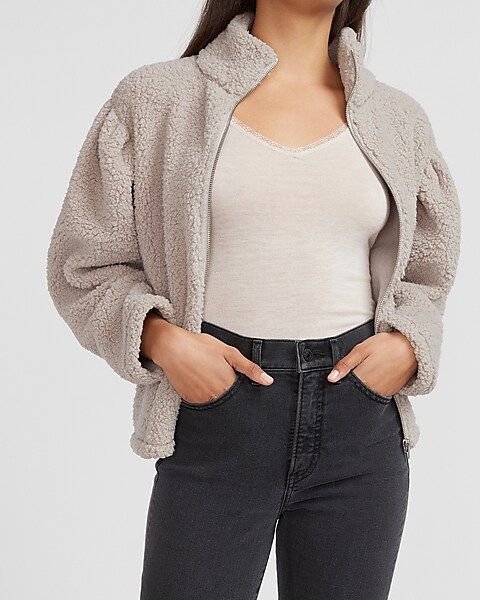 Cozy Full Zip Sherpa Sweatshirt | Express