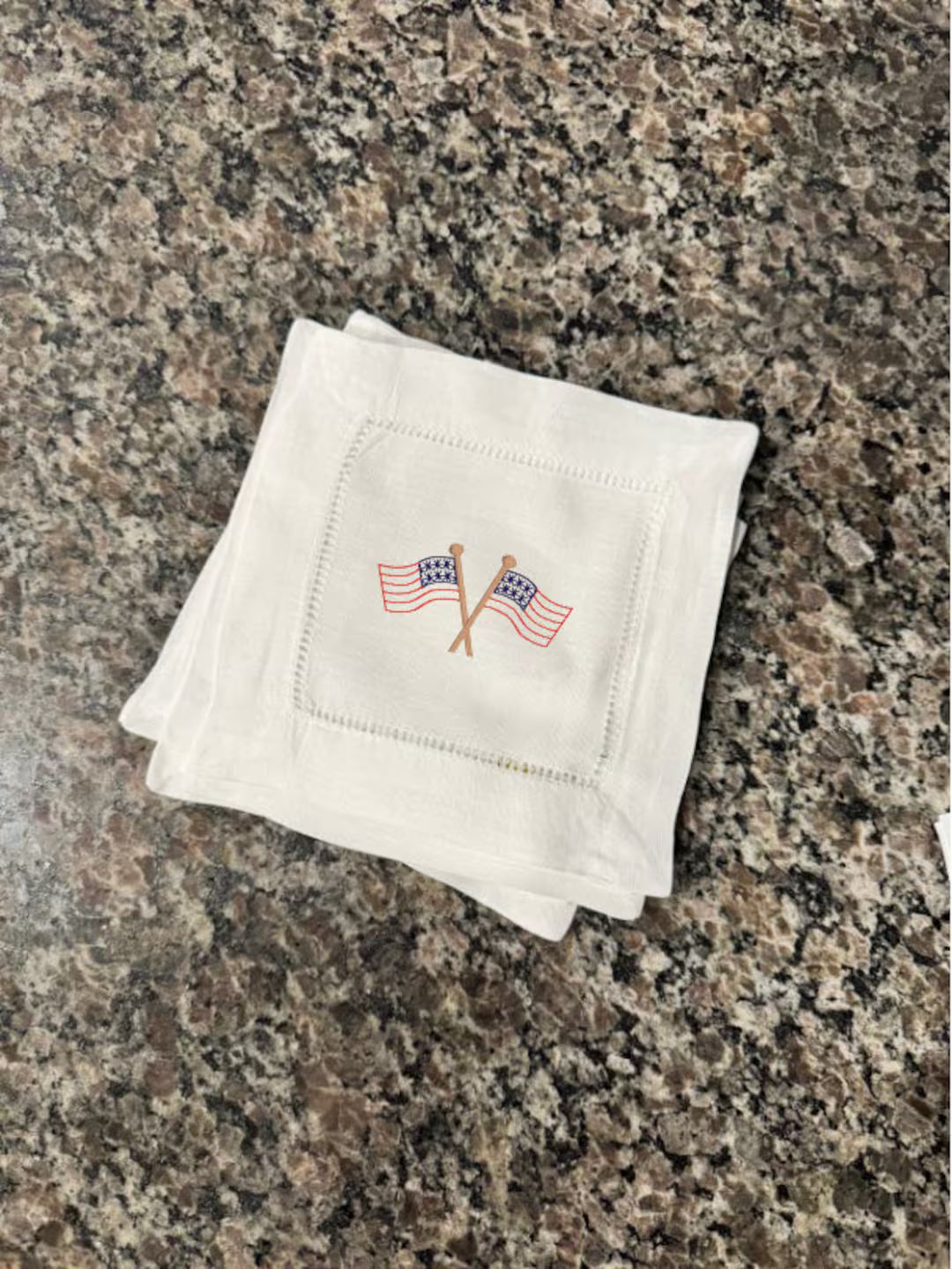 Patriotic Embroidered Linen Cocktail Napkins | Etsy (US)