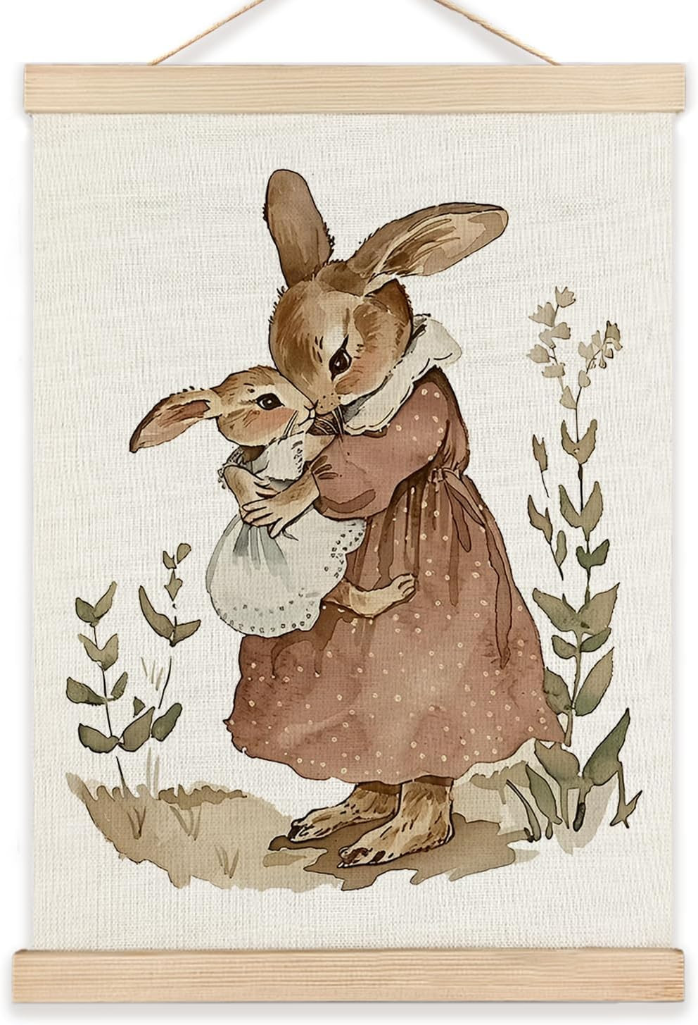 RYYCDOI Bunny Wall Art, Vintage Bunny Rabbit Mom and Baby Wall Art Poster, Nursery Wall Decor, Ra... | Amazon (US)