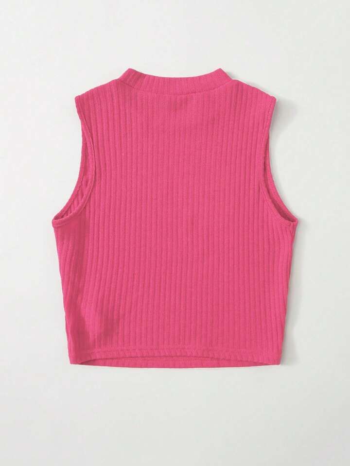 SHEIN EZwear Solid Crop Rib-knit Tank Top | SHEIN