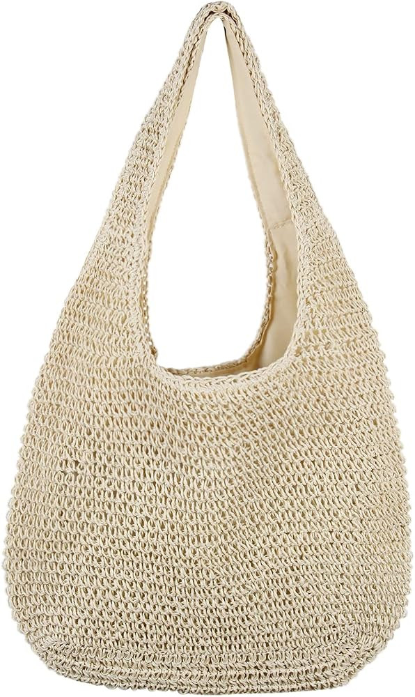 Freie Liebe Straw Tote Bag for Women Large Beach Bag Summer Woven Shoulder Handbags | Amazon (US)