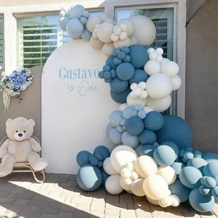 Dusty Blue Balloon Garland Kit - 167pcs Balloon Arch kit with Dusty Blue, Sand White, White Ballo... | Amazon (US)