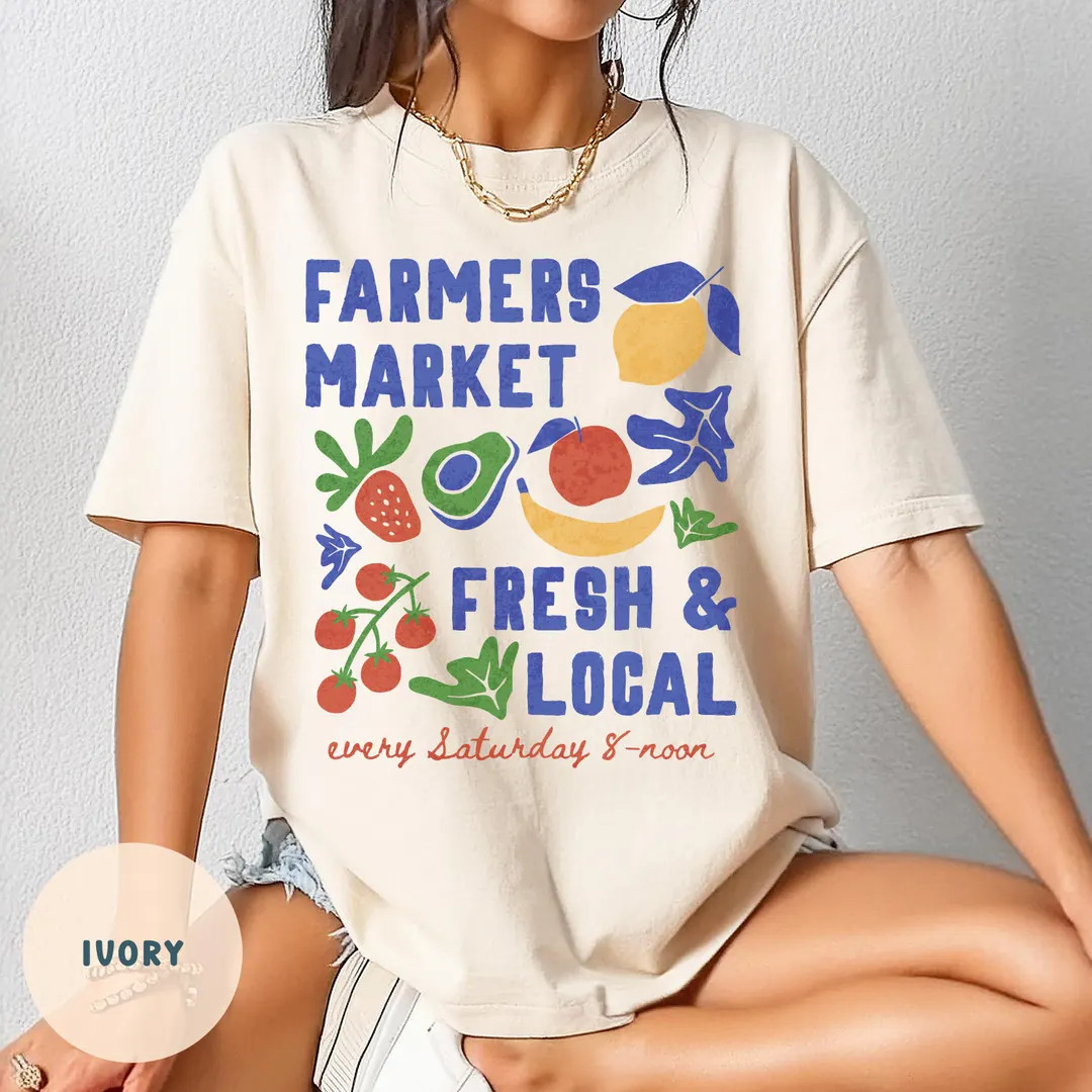 Farmers Market Shirt, Fruit Shirt, Tomato Girl Summer, Aesthetic Shirt, Support Local Shirt, Tren... | Etsy (US)