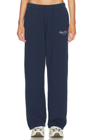 Sporty & Rich Vendome LA Embroidered Wide Sweatpant in Navy | FWRD 