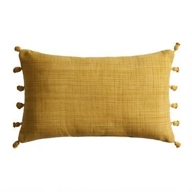 Woven Tasseled Indoor Outdoor Lumbar Pillow | World Market