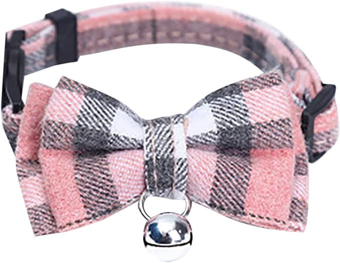 Pet Cat Dog Bow Tie Winter Pet Supplies with Bell Dog Accessories Small Dog Bowtie Collar Plaid S... | Amazon (US)