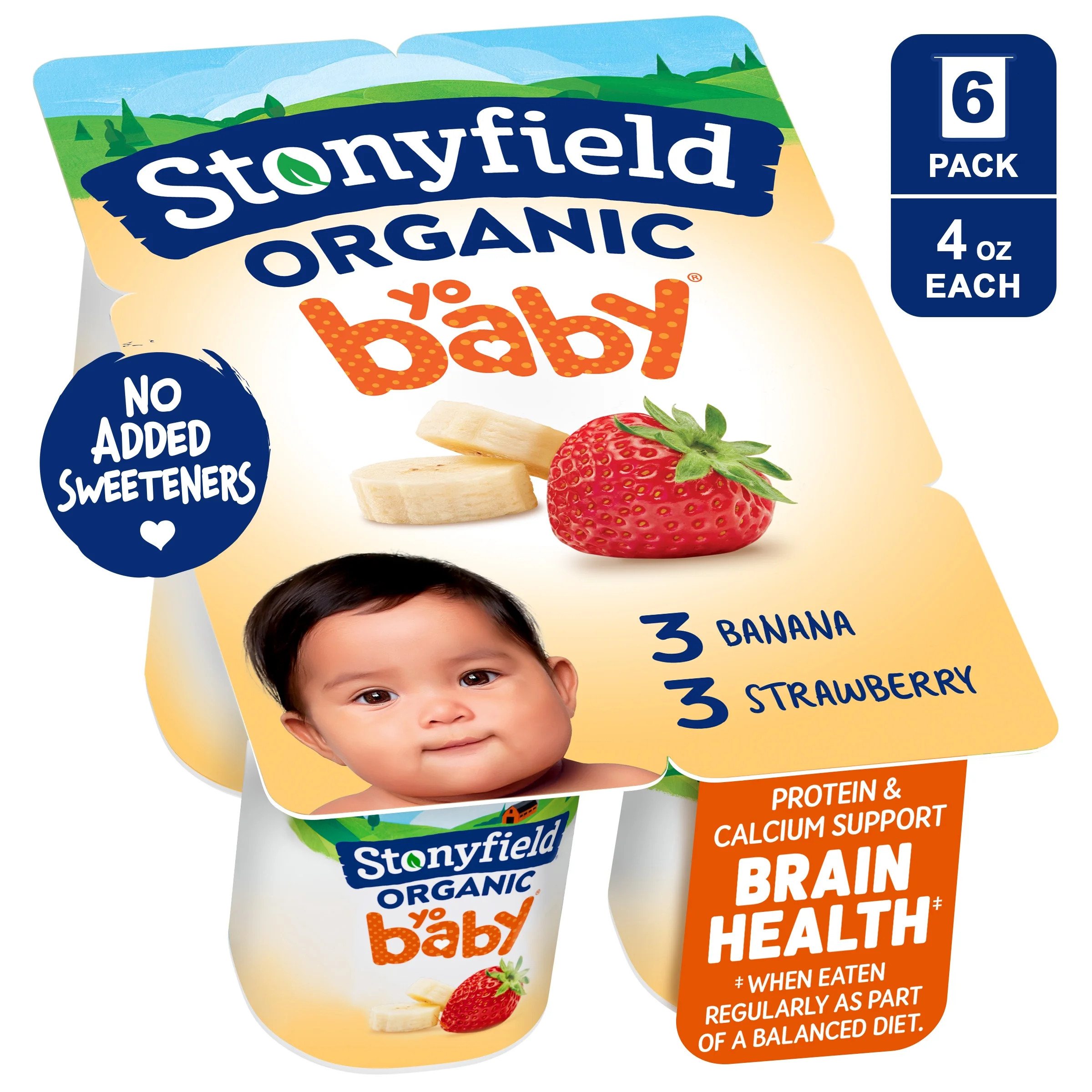 Stonyfield Organic YoBaby Whole Milk Baby Yogurt Cups, Banana & Strawberry, 4 oz., 6 Count | Walmart (US)