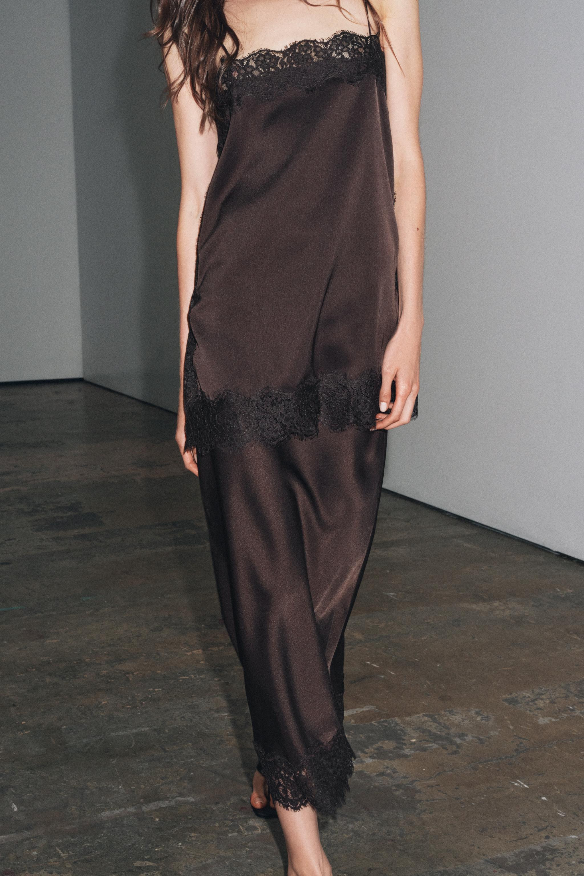 ZW COLLECTION SATIN LACE TOP | Zara UK