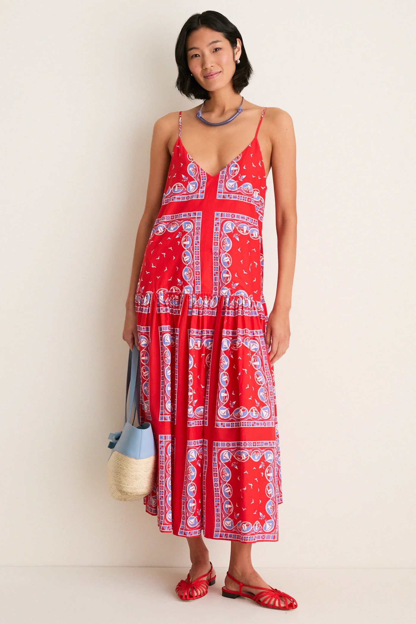 Red Sailboat Bandana Drop Waist Dress | Tuckernuck (US)