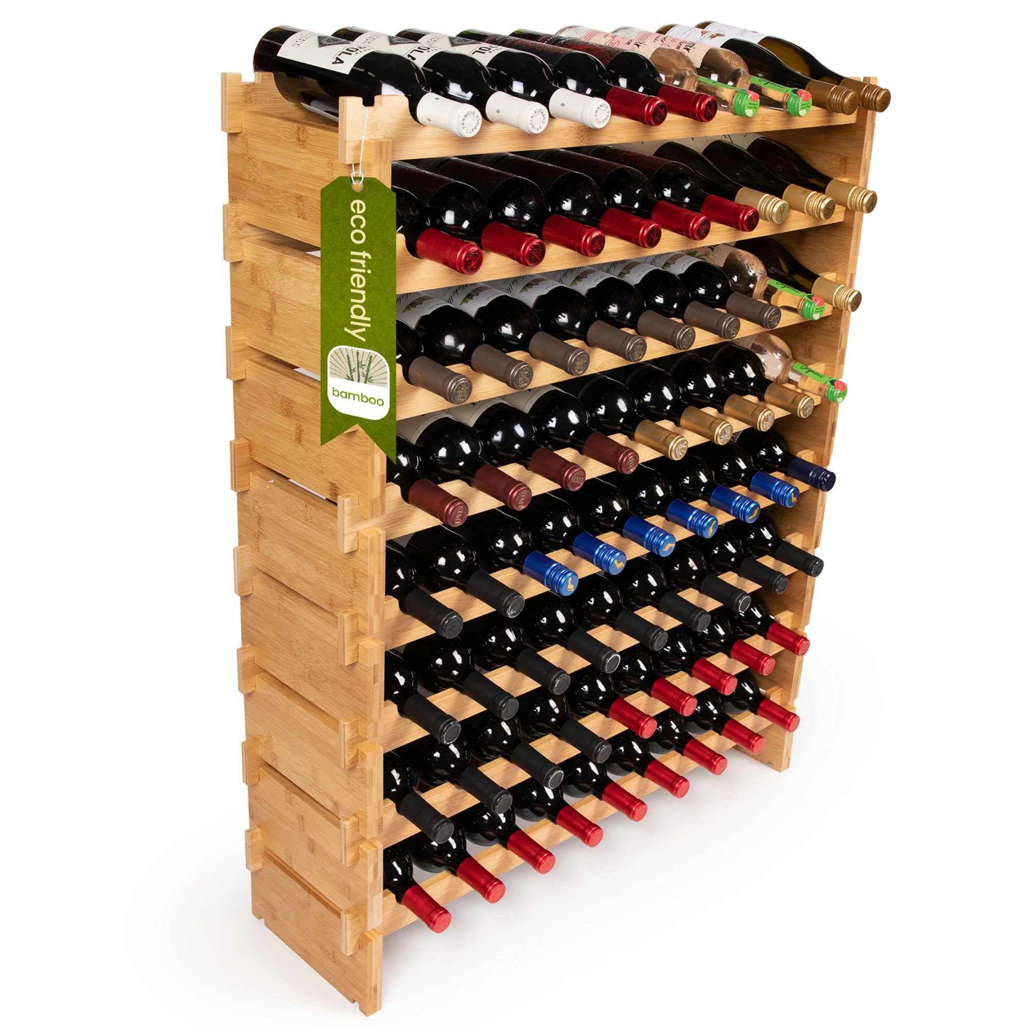 DECOMIL - 72 Bottle Stackable Modular Wine Rack Wine Storage Rack Solid Bamboo Wine Holder Displa... | Walmart (US)