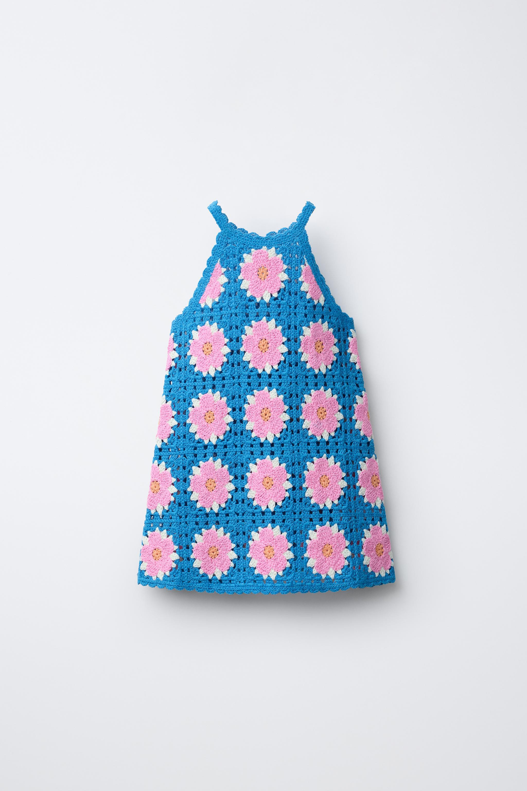 CROCHET KNIT FLORAL DRESS | Zara US